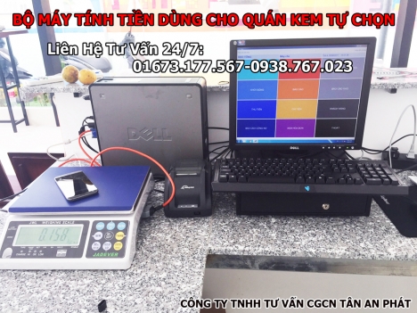Bán phần mềm tính tiền, cân điện tử cho quán kem tươi