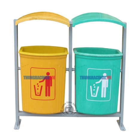 Bán thùng rác treo đơn, thùng rác treo đôi dùng cố định nhiều màu