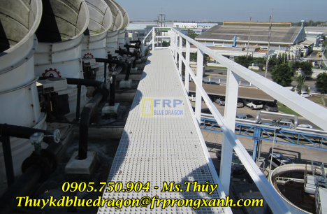 Bán tấm lót sàn ô lưới frp grating kháng hóa chất, cách điện, chống cháy lan