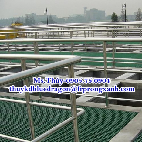 Bán tấm lót sàn ô lưới frp grating kháng hóa chất, cách điện, chống cháy lan