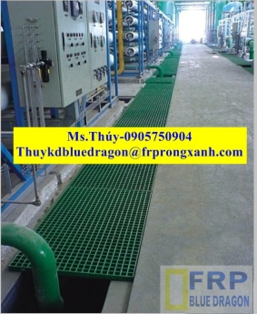 Bán tấm lót sàn ô lưới frp grating kháng hóa chất, cách điện, chống cháy lan