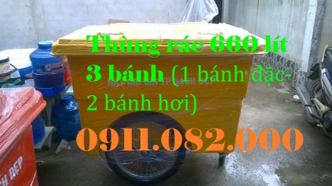 Bán thùng rác 660 lít 4 bánh xe, nắp kín giá rẻ bình dương