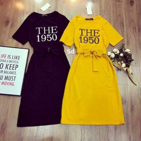VÁY COTTON THẮT ĐAI EO