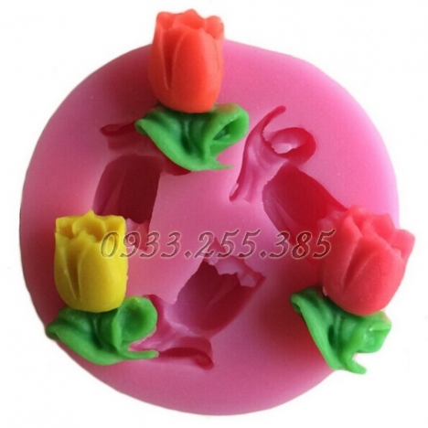 Khuôn rau câu Silicon 3 Hoa Tulip – Mã số 3 - T12
