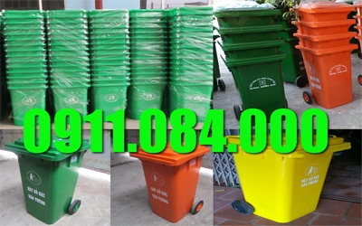 Giảm giá mạnh thùng rác công cộng 240L màu xanh có bánh xe