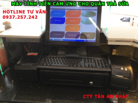 Lắp đặt máy tính tiền cảm ứng cho quán trà sữa tại Bắc Ninh, Bắc Giang