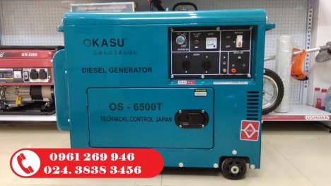 Máy phát điện 5kva chạy dầu Okasu OS-6500T (đề nổ) giá tốt nhất