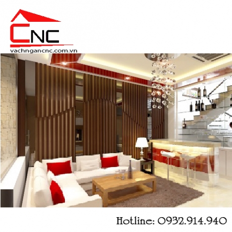 Những thiết kế lam gỗ phòng khách, cầu thang cnc đẹp