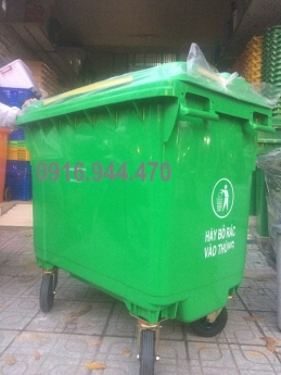 Thùng rác nhựa 660 lít, thùng rác nhựa 4 bánh xe call MsDuyên