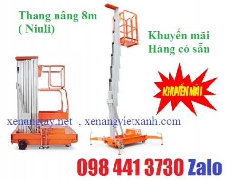 Thang nâng điện 8m khuyến mãi hàng có sẵn LH: 098 441 3730 Ms Linh
