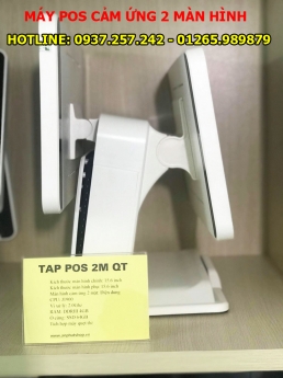 Máy pos cảm ứng 2 màn hình dùng cho quán trà sữa, cafe take away tại Cần Thơ