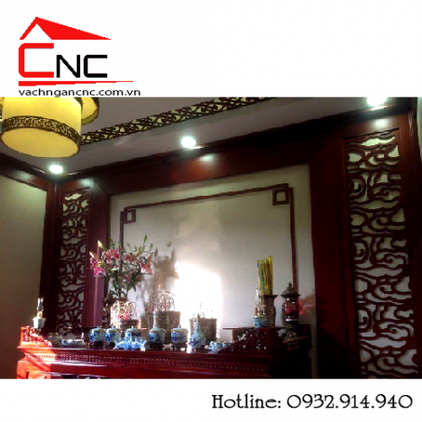 Những mẫu vách ngăn phòng khách và bàn thờ cắt cnc