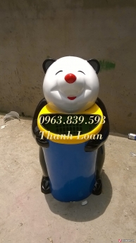 Thùng rác Composite hình thú để trường học, thùng rác hình gấu chất lượng