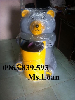 Thùng rác Composite hình thú để trường học, thùng rác hình gấu chất lượng