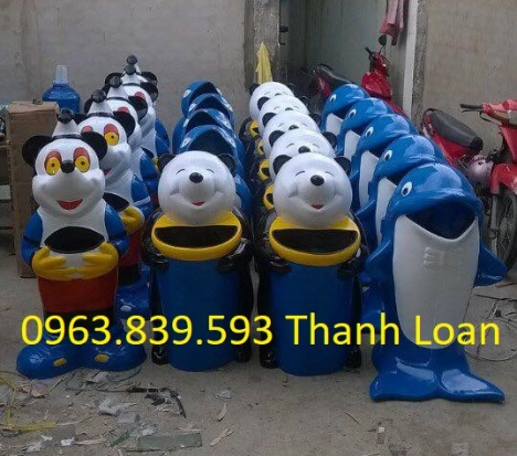 Thùng rác Composite hình thú để trường học, thùng rác hình gấu chất lượng