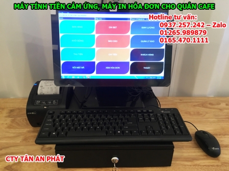 Máy tính tiền cảm ứng, máy in hóa đơn cho quán cafe