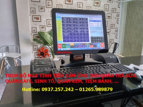Trọn bộ máy tính tiền cảm ứng cho quán trà sữa bán tại Vũng Tàu