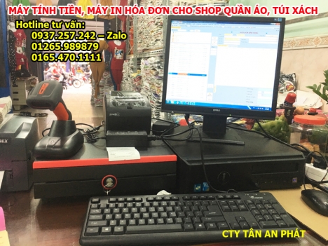 Máy tính tiền, máy in hóa đơn cho shop quần áo, túi xách