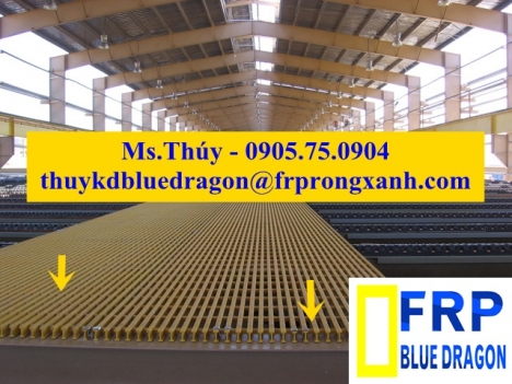 Sản phẩm tấm sàn lót ô lưới màu kháng hóa chất, chống rỉ sét, sàn thao tác trên cao