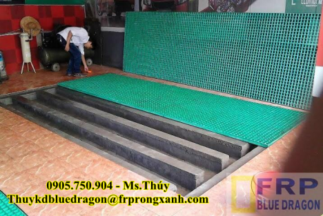 Bán tấm sàn thủy tinh frp grating, sàn thao tác xây dựng công nghiệp, sàn kháng hóa chất