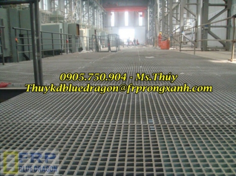 Sản phẩm tấm sàn lót ô lưới màu kháng hóa chất, chống rỉ sét, sàn thao tác trên cao