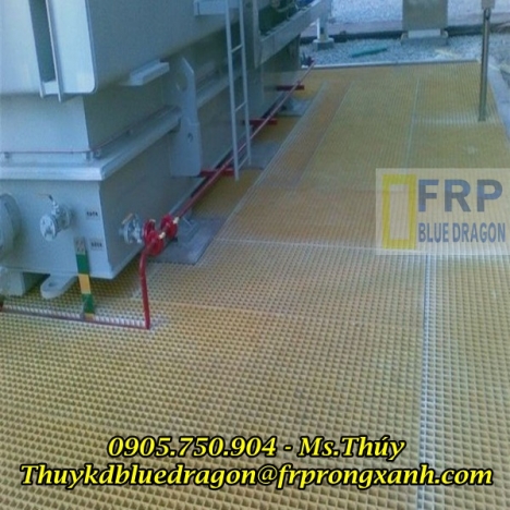 Sản phẩm tấm sàn lót ô lưới màu kháng hóa chất, chống rỉ sét, sàn thao tác trên cao