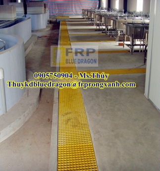 Bán tấm sàn thủy tinh frp grating, sàn thao tác xây dựng công nghiệp, sàn kháng hóa chất