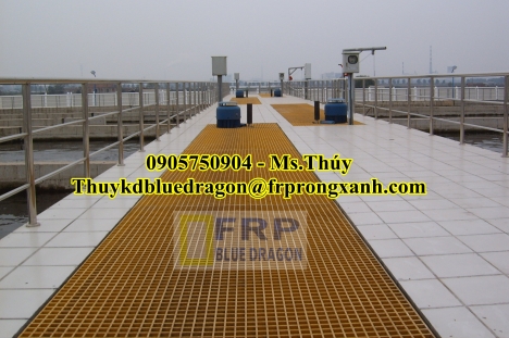 Bán tấm sàn thủy tinh frp grating, sàn thao tác xây dựng công nghiệp, sàn kháng hóa chất