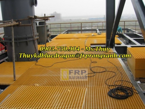 Sản phẩm tấm sàn lót ô lưới màu kháng hóa chất, chống rỉ sét, sàn thao tác trên cao