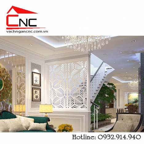 Lạ mắt với vách ngăn cnc cầu thang đẹp trong phòng khách