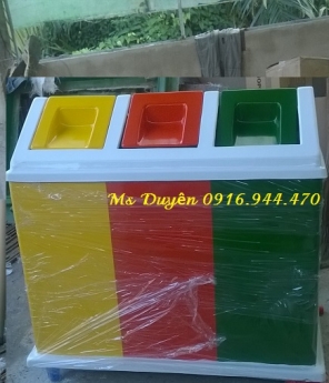 Thùng rác 3 ngăn, thùng rác phân loại rác thải, thùng rác composite 3 ngăn