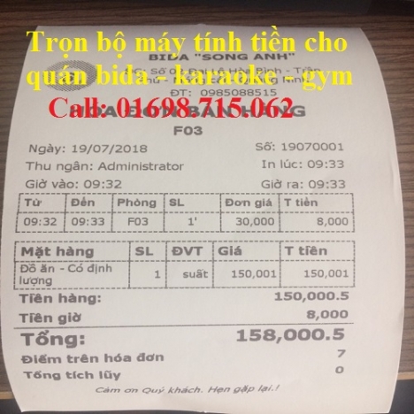 Máy tính tiền cảm ứng giá rẻ cho cửa hàng bida tại rạch giá 