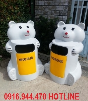 Thùng rác hình con thú, thùng rác trường mầm non, thùng rác trường học