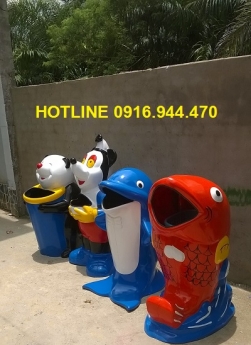 Thùng rác hình con thú, thùng rác trường mầm non, thùng rác trường học