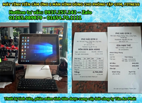 Máy tính tiền cảm ứng 2 màn hình cho phòng Gym tại Cần Thơ, Vĩnh Long