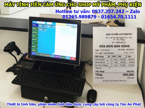 Máy tính tiền cảm ứng dùng cho shop mỹ phẩm tại Cần Thơ, Vĩnh Long