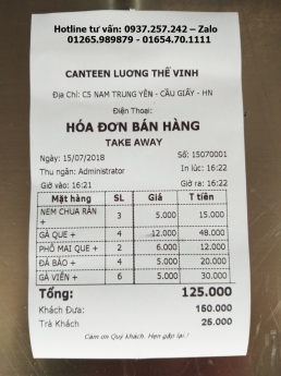 Máy tính tiền cho quán ăn, căn tin tại Cần Thơ, Vĩnh Long