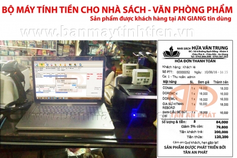 Máy in hóa đơn, phần mềm tính tiền cho nhà sách, văn phòng phẩm tại Vị Thanh, Sóc Trăng