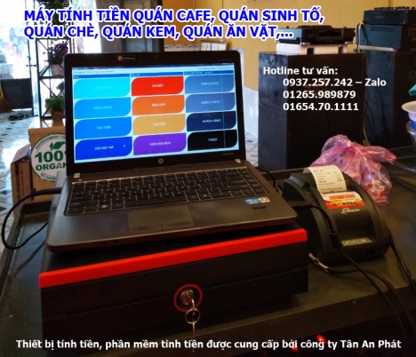 Máy in hóa đơn, phần mềm tính tiền cho quán cafe, quán kem tại Vị Thanh, Sóc Trăng