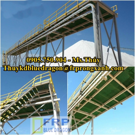 Tấm sàn ô lưới màu vàng thoát nước thải không rỉ sét