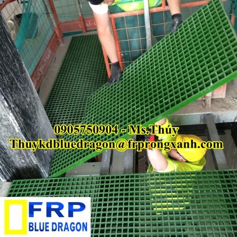 Tấm sàn ô lưới màu vàng thoát nước thải không rỉ sét