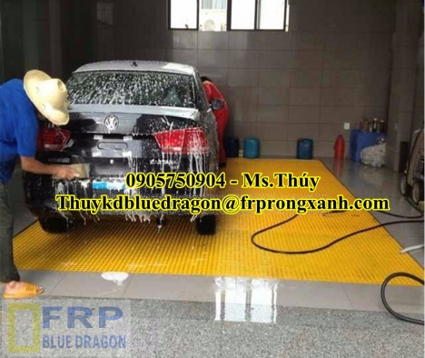 Tấm sàn ô lưới màu vàng thoát nước thải không rỉ sét