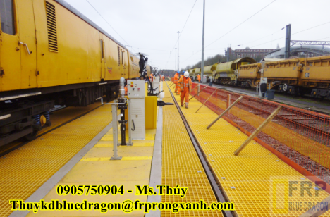 Tấm sàn ô lưới màu vàng thoát nước thải không rỉ sét