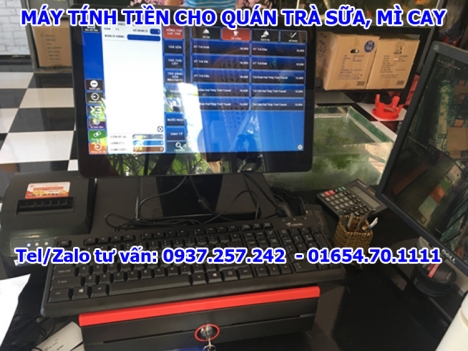 Máy tính tiền cho quán mì cay, trà sữa, liên hệ tư vấn 0937257242