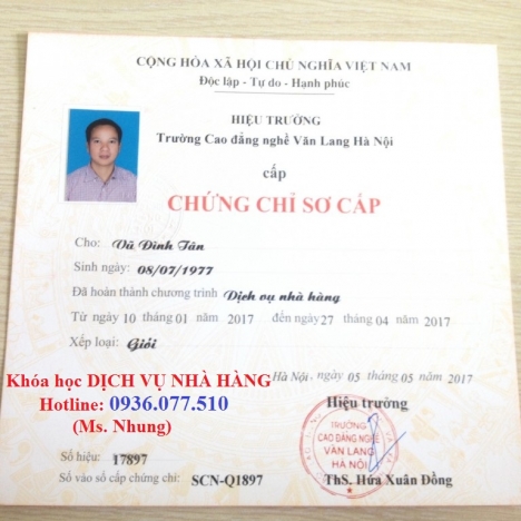 Đào tạo khóa học ngắn hạn Dịch Vụ Nhà Hàng tại Đà Nẵng - Quảng Nam