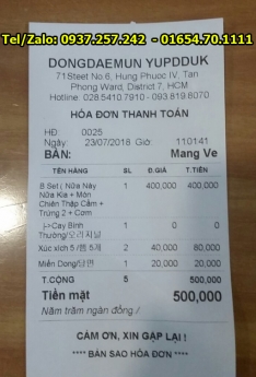 Máy tính tiền cho quán ăn Hàn Quốc tại Cần Thơ