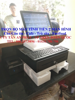 Máy tính tiền 2 màn hình dùng cho quán cafe tại Bình Dương