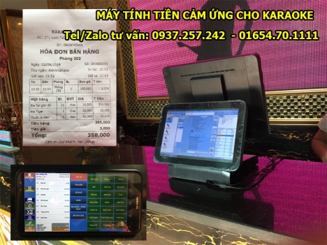 Máy tính tiền cảm ứng 2 màn hình cho karaoke tại Bến Tre, Trà Vinh