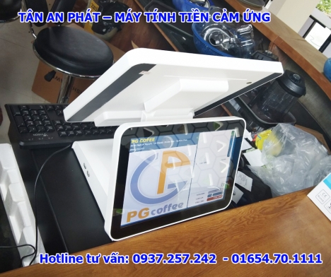 Máy tính tiền cảm ứng 2 màn hình cho quán cafe tại Bến Tre, Trà Vinh