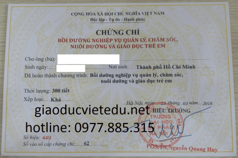 Thông báo chiêu sinh nghiệp vụ bảo mẫu trường mầm non